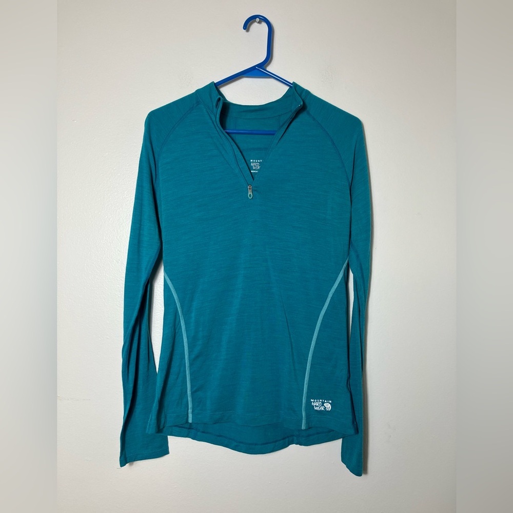 Mountain Hardwear Lightweight Sweater Sz M Blue Thumbholes Outdoor Hiking‎